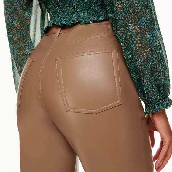 Aritzia Wilfred The Melina Pant Vegan Leather Brown Size 6 - Picture 4 of 11